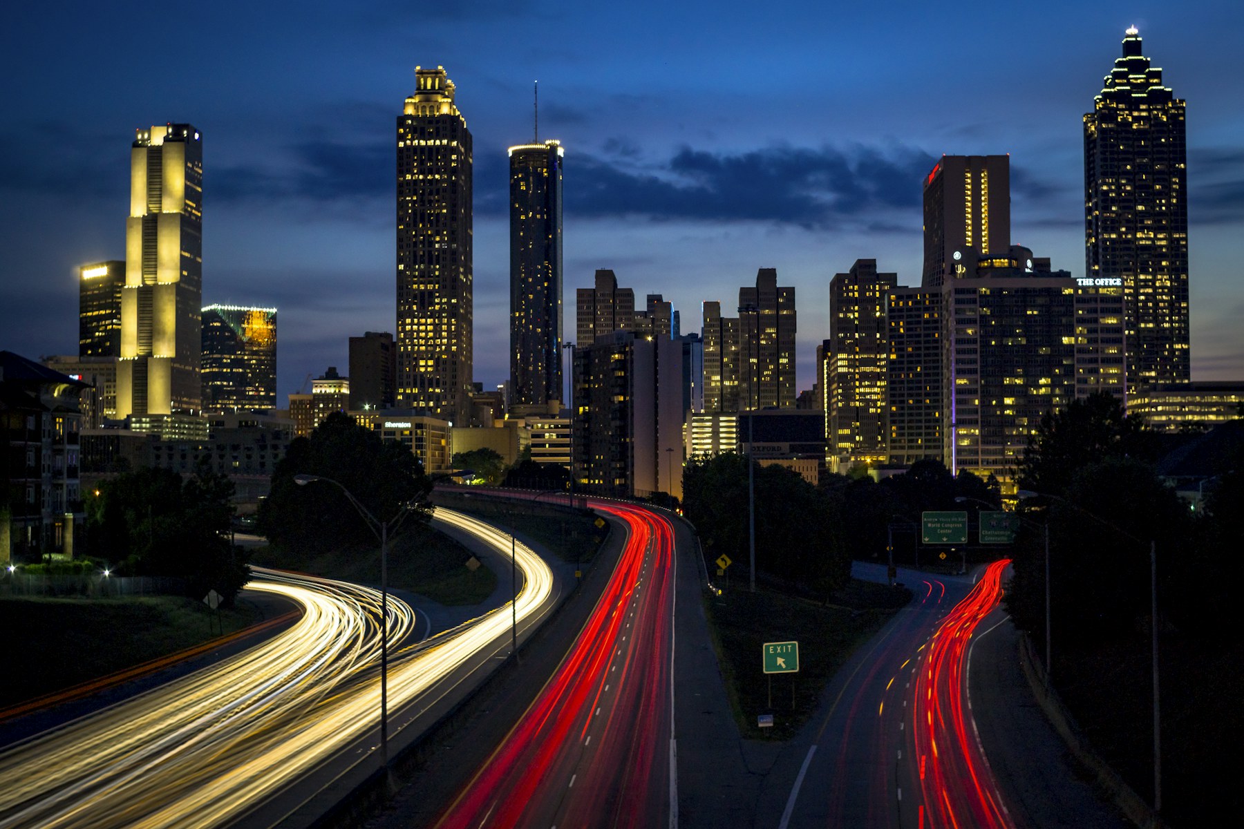 Downtown Atlanta skyline at night