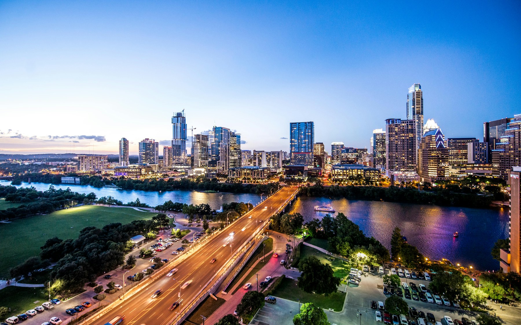 Austin skyline beside Lady Bird Lake